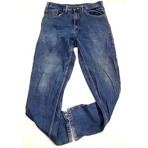 Vintage Berne Blue Denim Straight Leg Whiskered Workwear Jeans Men's 36x34